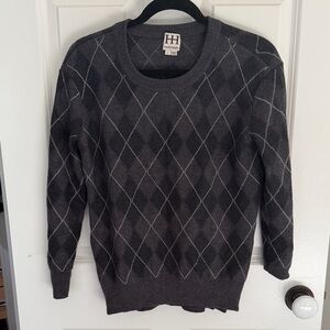 Haute Hippie Dark Gray Argyle Sweater